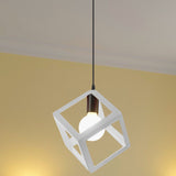 Loft Style 1-Light Hanging Lamp With Cubic Metal Cage Shade - Red/Blue/Green Pendant For Dining Room