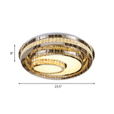 Nordic Round Led Flushmount Ceiling Lamp With Beveled Glass Crystal In Chrome - Contemporary