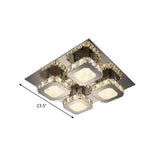 Contemporary Stainless Steel Led Ceiling Lamp With Crystal Accent