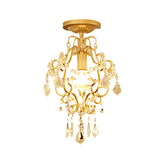 Modernist Scroll Crystal Flush Mount Lamp With Gold Finish