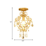 Modernist Scroll Crystal Flush Mount Lamp With Gold Finish