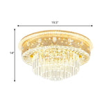 Gold Tiered Drum Bedroom Flushmount Light With Clear Crystal Rectangle Led - Contemporary Flush