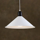 Industrial Metal Conical Pendant Light In White - Living Room Ceiling Lamp