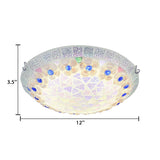 Tiffany Ceiling Light With Mosaic Bowl Design - Stunning Flower And Blue Jewel Décor For Bedroom