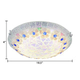 Tiffany Ceiling Light With Mosaic Bowl Design - Stunning Flower And Blue Jewel Décor For Bedroom