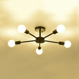Nordic Metal Sputnik Flush Mount Ceiling Light - 5/10 Lights White/Black Bedroom Semi