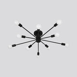 Nordic Metal Sputnik Flush Mount Ceiling Light - 5/10 Lights White/Black Bedroom Semi
