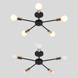 Nordic Metal Sputnik Flush Mount Ceiling Light - 5/10 Lights White/Black Bedroom Semi