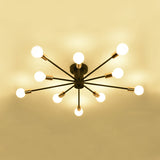 Nordic Metal Sputnik Flush Mount Ceiling Light - 5/10 Lights White/Black Bedroom Semi