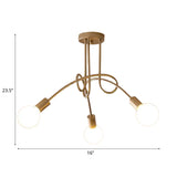 Contemporary Ceiling Light Fixture For Living Room - Spacious Semi Flush Mount With Stylish Metal