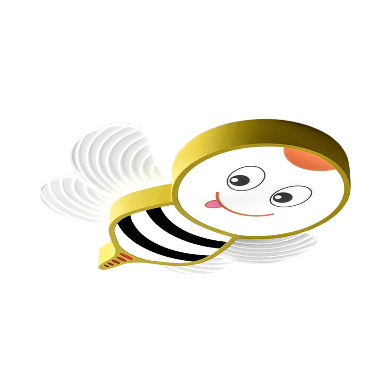 Bee Shape Led Flushmount Lighting - Fun Cartoon Design For Bedroom With White/Pink/Yellow Acrylic