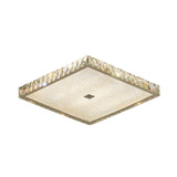 Modern Nickel Flush Mounted Led Lamp With Squared Crystal Facets For Bedroom Lighting