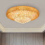 Contemporary Round Crystal Led Flush Light Fixture For Ceiling Mount - 2-Layer Design Ideal Living