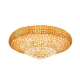 Contemporary Round Crystal Led Flush Light Fixture For Ceiling Mount - 2-Layer Design Ideal Living