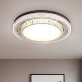 Minimalist Led Flush Mount Ceiling Lamp - Clear Crystal Circular Light Fixture For Bedroom