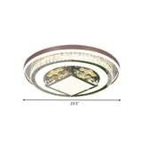 Contemporary Crystal Led Flush Mount Brown Light For Bedroom