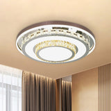 Modern Led Crystal Flush Mount Light Fixture - Stainless Steel Layered Round Design Stainless-Steel