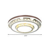 Modern Led Crystal Flush Mount Light Fixture - Stainless Steel Layered Round Design