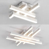 Dining Room Flush Mount Light With Crossed Line Acrylic Shade 4/6 Lights Warm/White White Ceiling