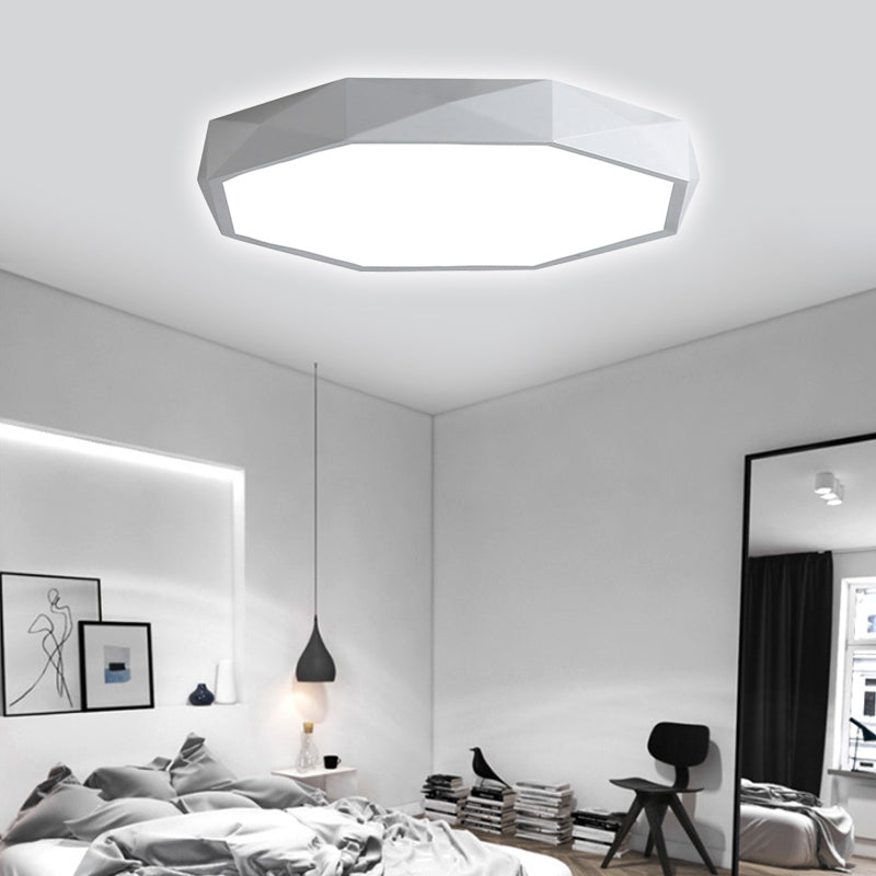 Modern Octagon Metal Led Flush Mount Lamp - 16/19.5/23.5 Wide White Perfect For Living Room / 16