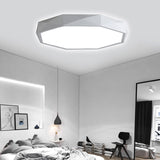 Modern Octagon Metal Led Flush Mount Lamp - 16/19.5/23.5 Wide White Perfect For Living Room / 16