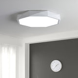Modern Octagon Metal Led Flush Mount Lamp - 16/19.5/23.5 Wide White Perfect For Living Room