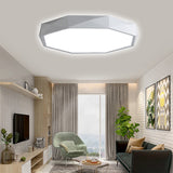 Modern Octagon Metal Led Flush Mount Lamp - 16/19.5/23.5 Wide White Perfect For Living Room