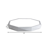 Modern Octagon Metal Led Flush Mount Lamp - 16/19.5/23.5 Wide White Perfect For Living Room