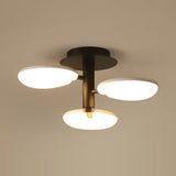 Contemporary Led Semi Ceiling Mount Light - Acrylic Round Dining Room Lamp In Black 3 / Warm