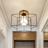 Vintage Wire Guard Ceiling Light With Star Shaped 4 Lights In Black/White