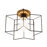 Vintage Wire Guard Ceiling Light With Star Shaped 4 Lights In Black/White