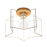 Vintage Wire Guard Ceiling Light With Star Shaped 4 Lights In Black/White