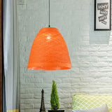 Lodge Style 1-Light Weave Tapered Pendant Lamp In Orange/Brown - Dining Table Hanging Fixture