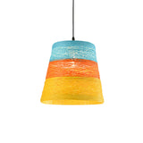 Lodge Style 1-Light Weave Tapered Pendant Lamp In Orange/Brown - Dining Table Hanging Fixture