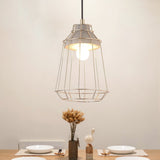 Gold Adjustable Nordic Pendant Light With Caged Design / B