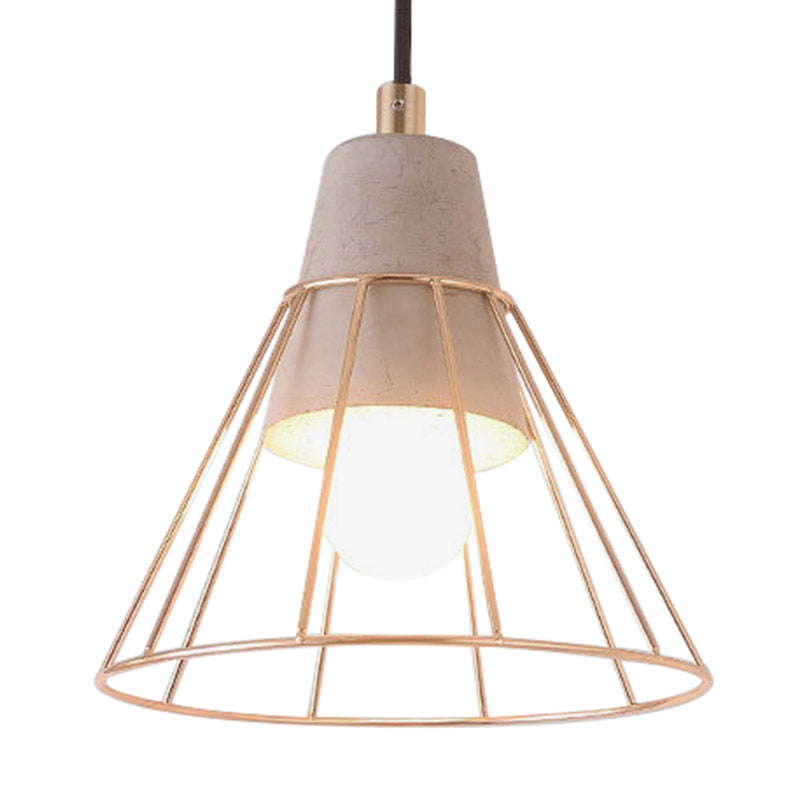 Gold Adjustable Nordic Pendant Light With Caged Design
