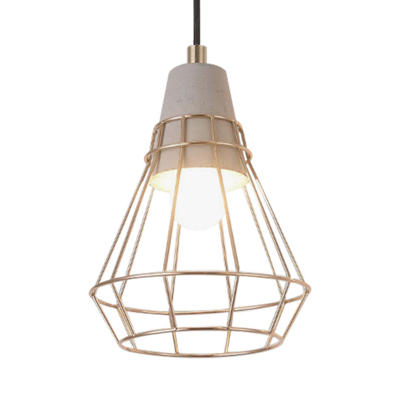 Gold Adjustable Nordic Pendant Light With Caged Design