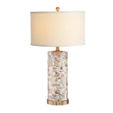 Minimalist Shell Patchwork Nightstand Lamp With Fabric Shade