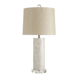 Countryside Cylinder Table Lamp With Column Shell Pedestal - White
