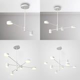 Simple Style Multi-Tier Asymmetrical Chandelier Light With Multiple Head Options - Black/White