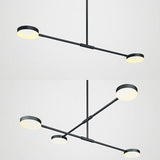 Modern Linear Chandelier With Drum Shade & Acrylic 2/4 Lights Led - Sleek Black Hanging Light For