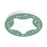 Cartoon Led Acrylic Flush Mount Light - Green/Pink Circular With Star Pattern