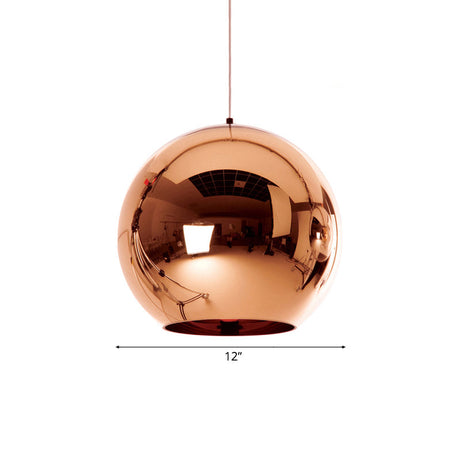 Contemporary Glass Mirror Ball Pendant Light - Chrome/Gold/Rose Gold 6/8/10 Width Hanging Ceiling