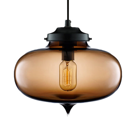 Contemporary Teardrop Glass Pendant Light - 1-Light Hanging Ceiling Fixture (Red/Brown/Blue) Brown