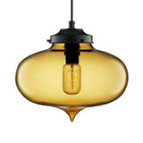 Contemporary Teardrop Glass Pendant Light - 1-Light Hanging Ceiling Fixture (Red/Brown/Blue) Amber