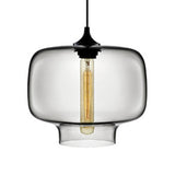 Contemporary Glass Cylinder Hanging Lamp - Red/Brown/Blue 1 Light Ceiling Smoke Gray