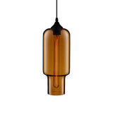 Contemporary Bottle Glass Pendant Light With Red/Brown/Blue Hue Brown