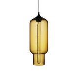 Contemporary Bottle Glass Pendant Light With Red/Brown/Blue Hue Amber