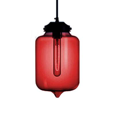 Teardrop Pendant Light - Modern Style Glass 1-Light Red/Brown/Blue Hanging Design Red