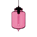 Teardrop Pendant Light - Modern Style Glass 1-Light Red/Brown/Blue Hanging Design Rose Red